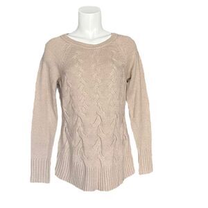 41 Hawthorn‎ Women's Khaki Tan Pullover Mixed Knit Raglan Long Sleeves Size S